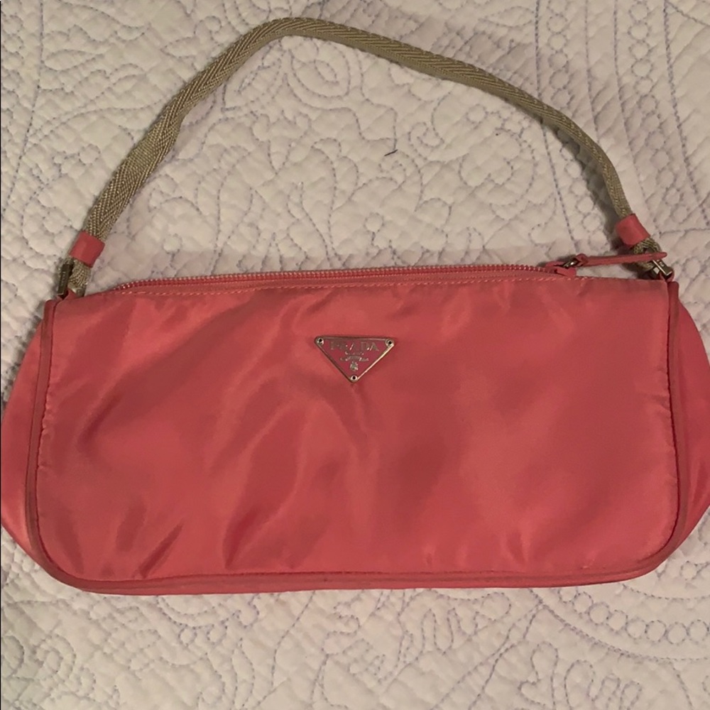 Prada handbag. Pink. Nylon.